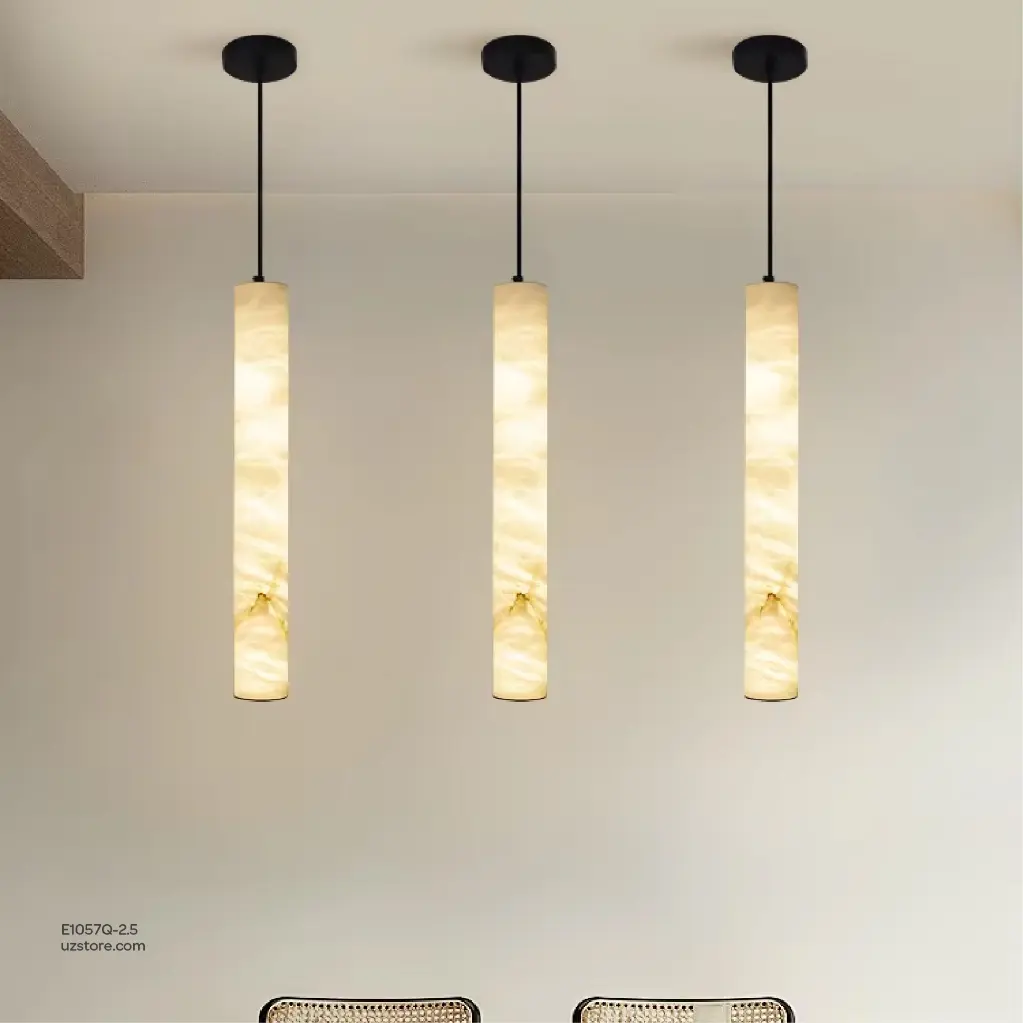 uzstore OPTARA Pendant Light - Ø 110×H2500mm, 3000K, Stainless steel+Marble, Brushed blackE1057Q-2.5-04.webp