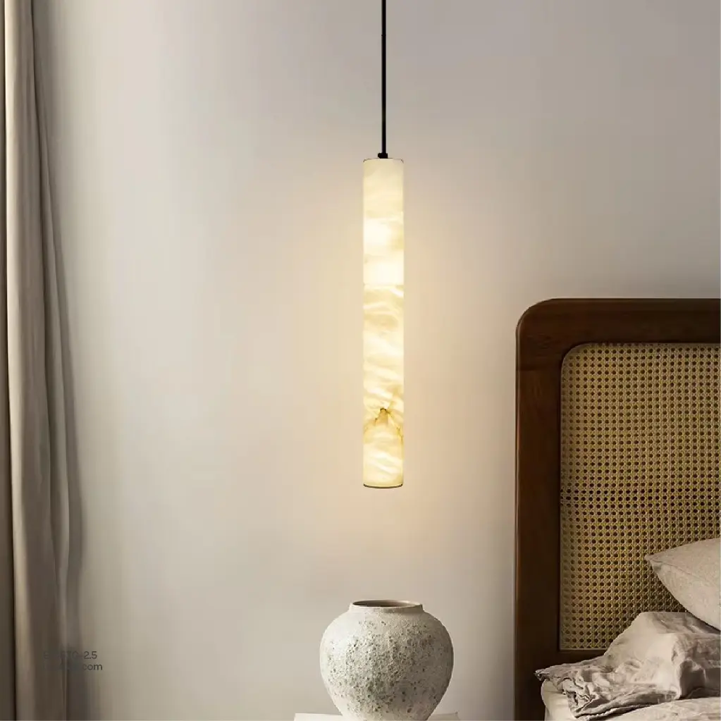 uzstore OPTARA Pendant Light - Ø 110×H2500mm, 3000K, Stainless steel+Marble, Brushed blackE1057Q-2.5-03.webp