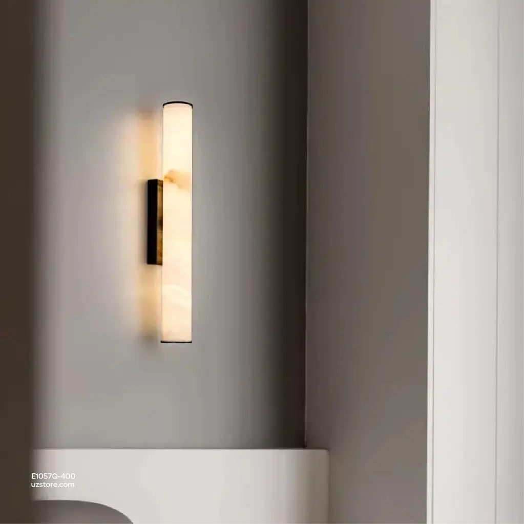 Uzstore OPTARA Wall Light 60×H400mm, 3000K, Stainless steel+Marble, Brushed black  E1057Q-400-02.webp