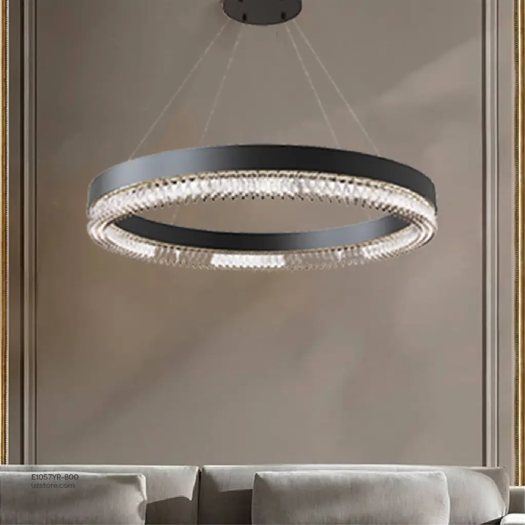 Uzstore OPTARA Pendant Light  Ø 800×H2500mm 3000K Stainless steel+Crystal, Mirror black E1057YR 800-03.webp