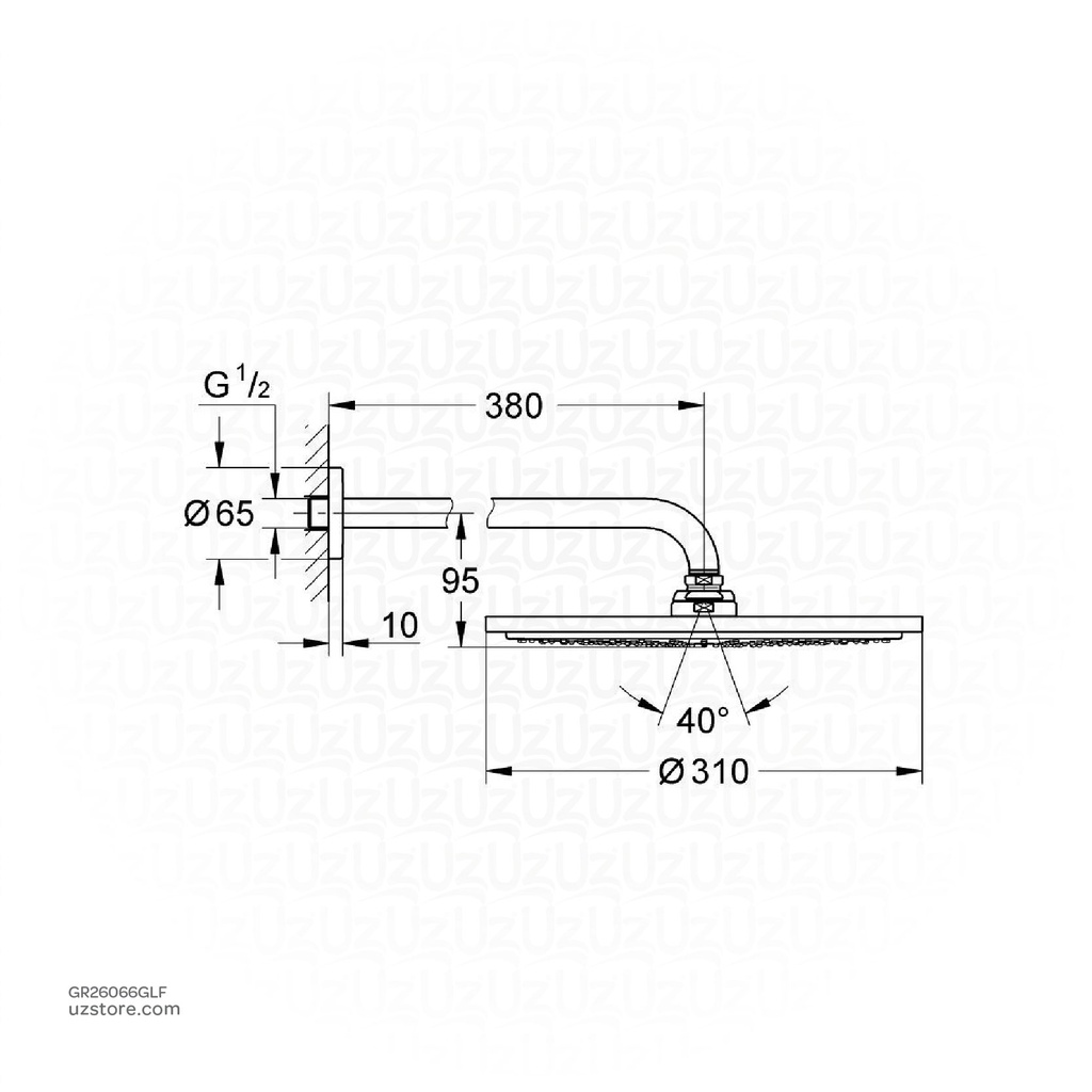 GROHE Rainshower Cosmopolitan 310 Head shower set 380 mm , 1 spray , 26066GLF , cool sunrise