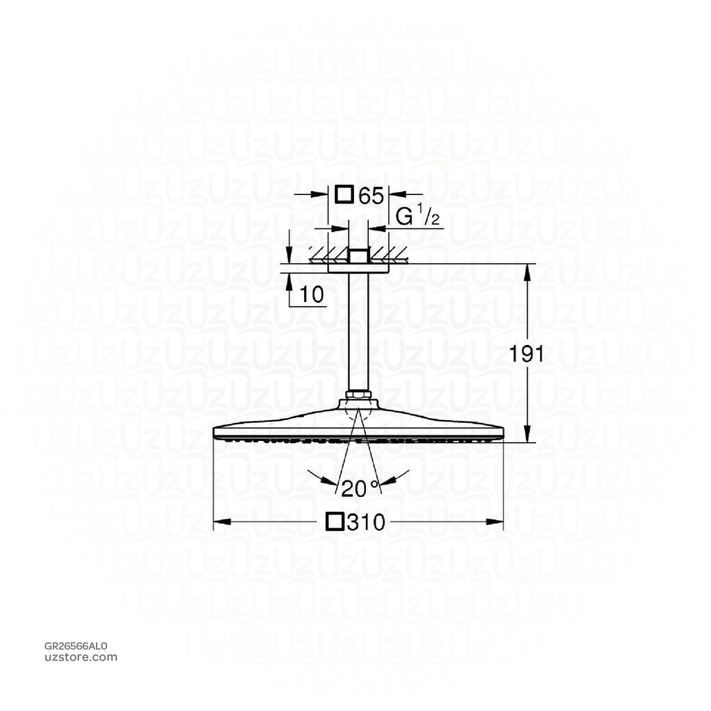 GROHE Rainshower Mono 310 Cube Head shower set ceiling 142 mm , 1 spray , 26566AL0 , brushed hard graphite