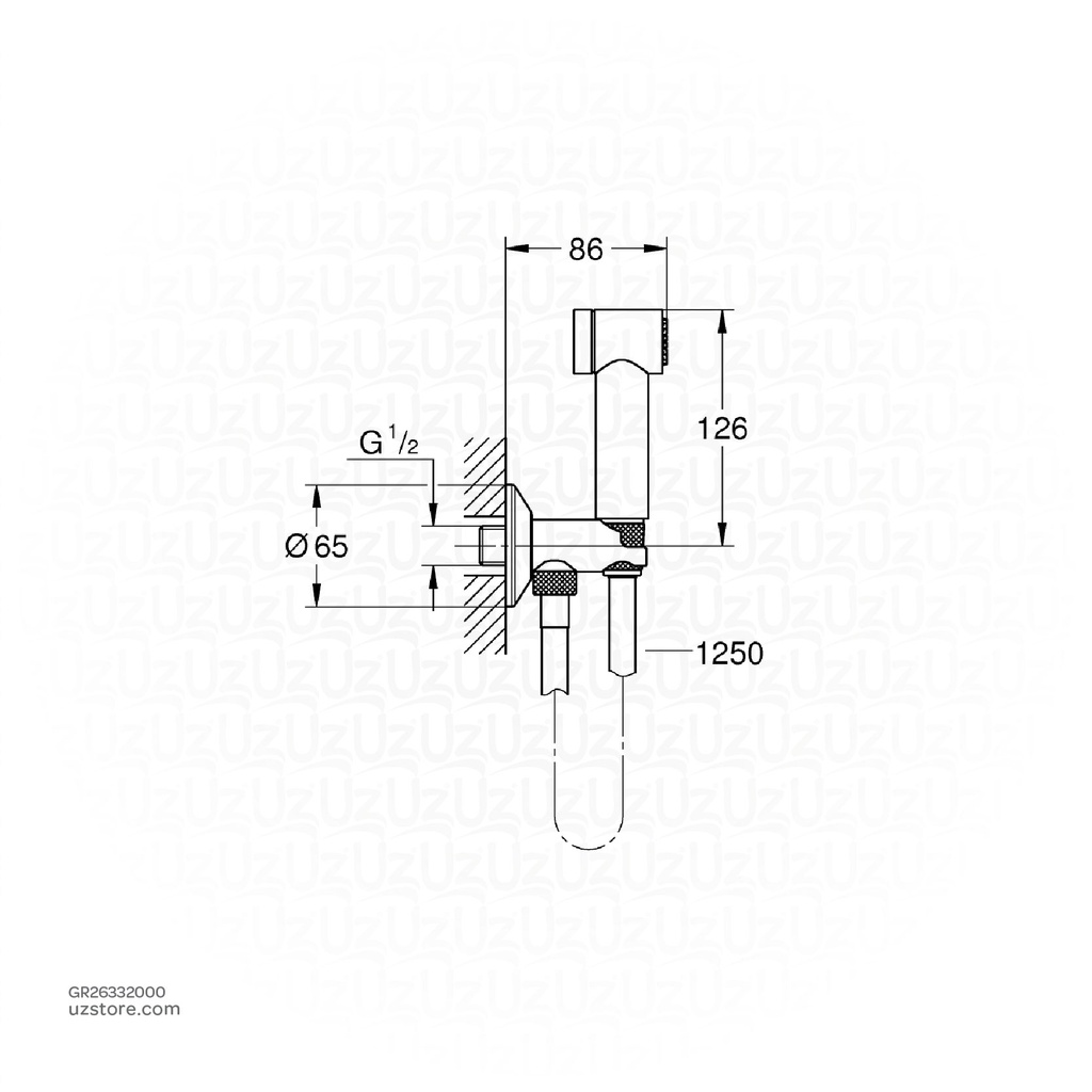 GROHE Sena Trigger Spray 35 Wall holder set with self-closing angle valve , 1 spray , 26332000 , chrome