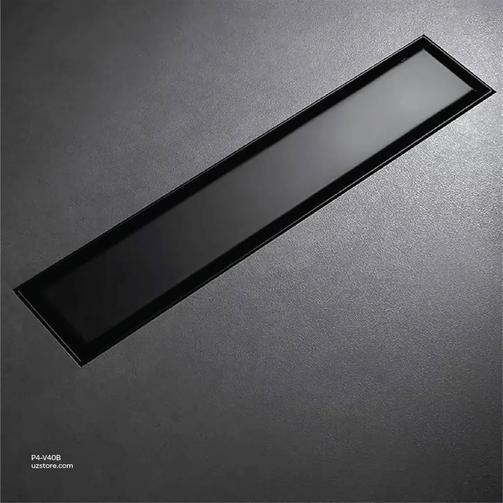 uzstore Vlavu Linear Drainer (SUS304) – Outlet 50mm (2Inch), Drainage Accessory, 55×400mm, Matt Black P4-V40B-04.webp