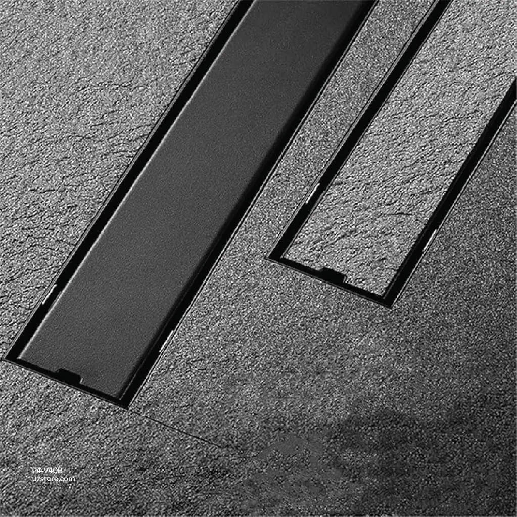 uzstore Vlavu Linear Drainer (SUS304) – Outlet 50mm (2Inch), Drainage Accessory, 55×400mm, Matt Black P4-V40B-03.webp