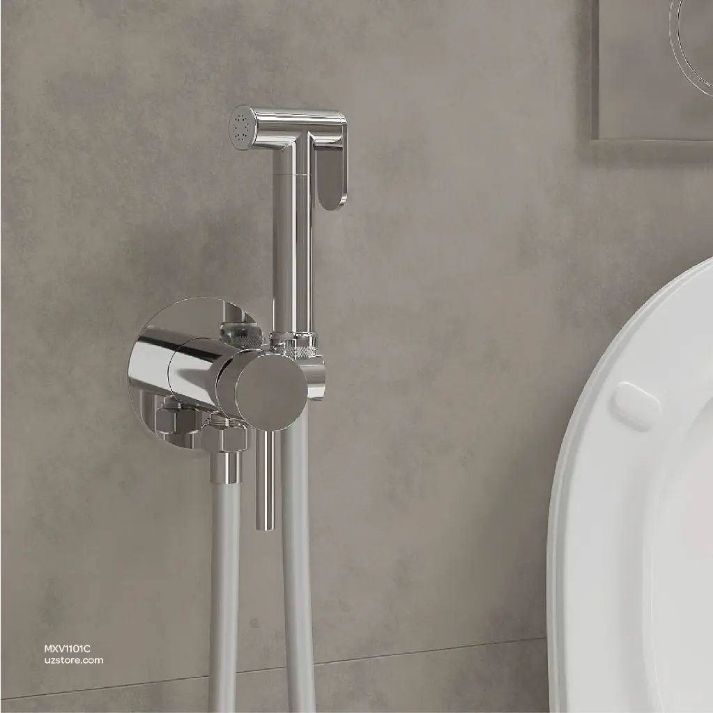 Uzstore Vlavu Concealed Shattaf Set – Cold Hot Water Mixer, Sprayer, 1.2m PVC Hose – Chrome – E-A65012  MXV1101C-02.webp