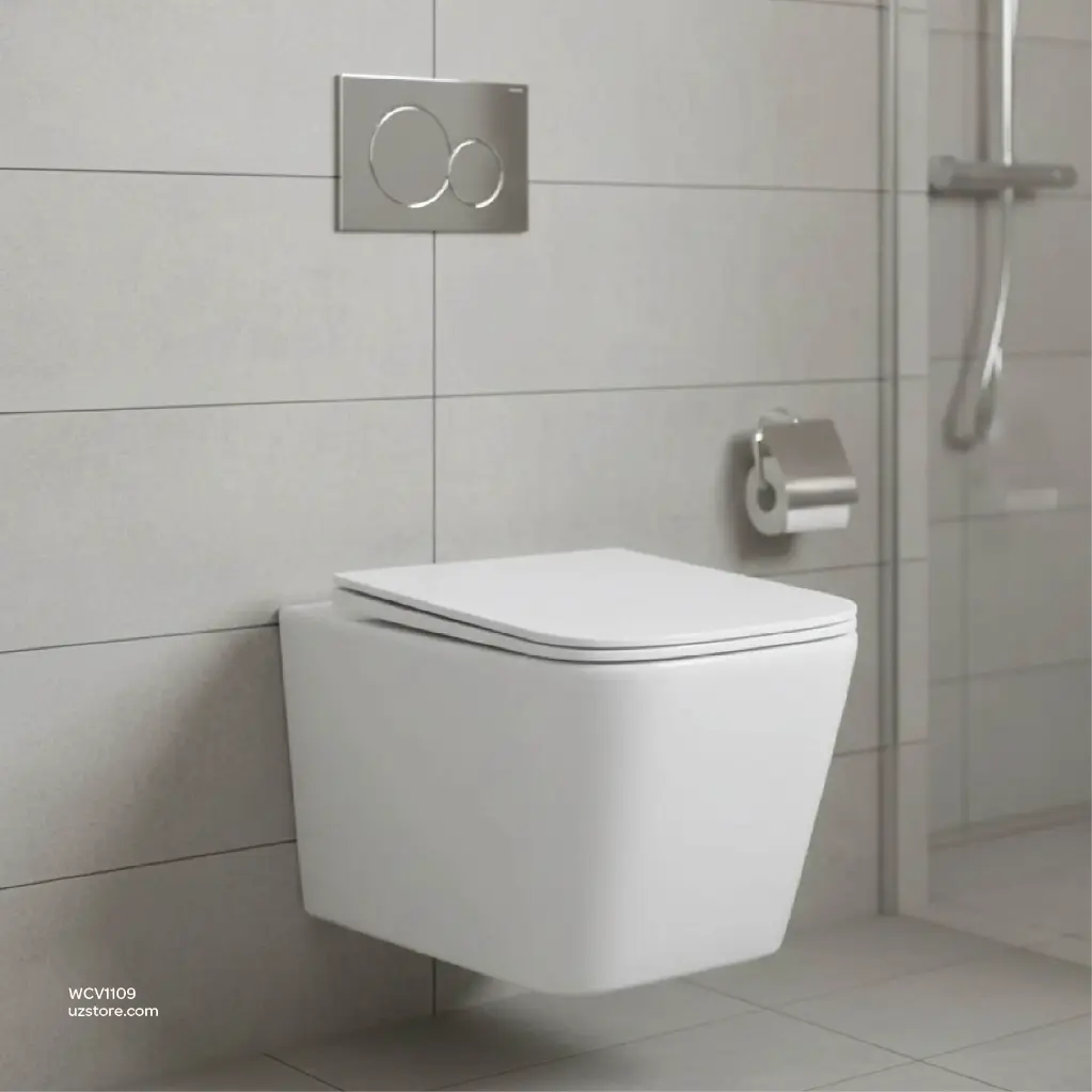Uzstore Vlavu Wall-Hung WC – P-trap 180mm, UF Cover & Seat, 510×340×360mm, Glossy White – CB.16.0103 WCV1109-04-04.webp