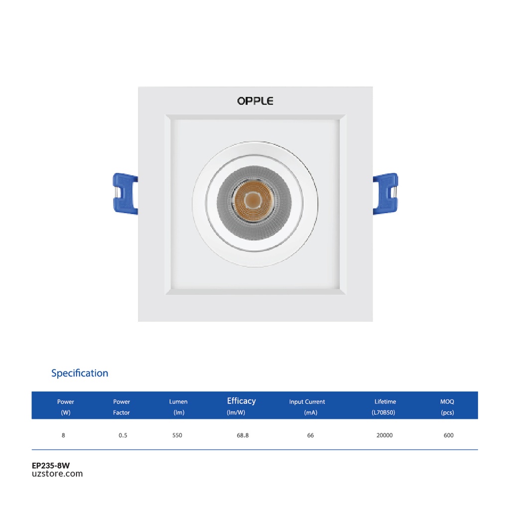 OPPLE LED SpotGR-US-1-8W-3000-24D-WH-GP , 3000K Warm White 541003340400 