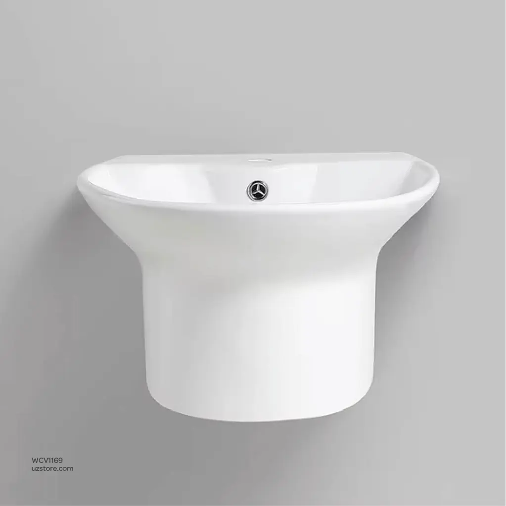 Uzstore Vlavu Wall-Hung One-Piece Basin – Fixing to Wall, 520×470×345mm, Glossy White – 202L  WCV1169-03.webp