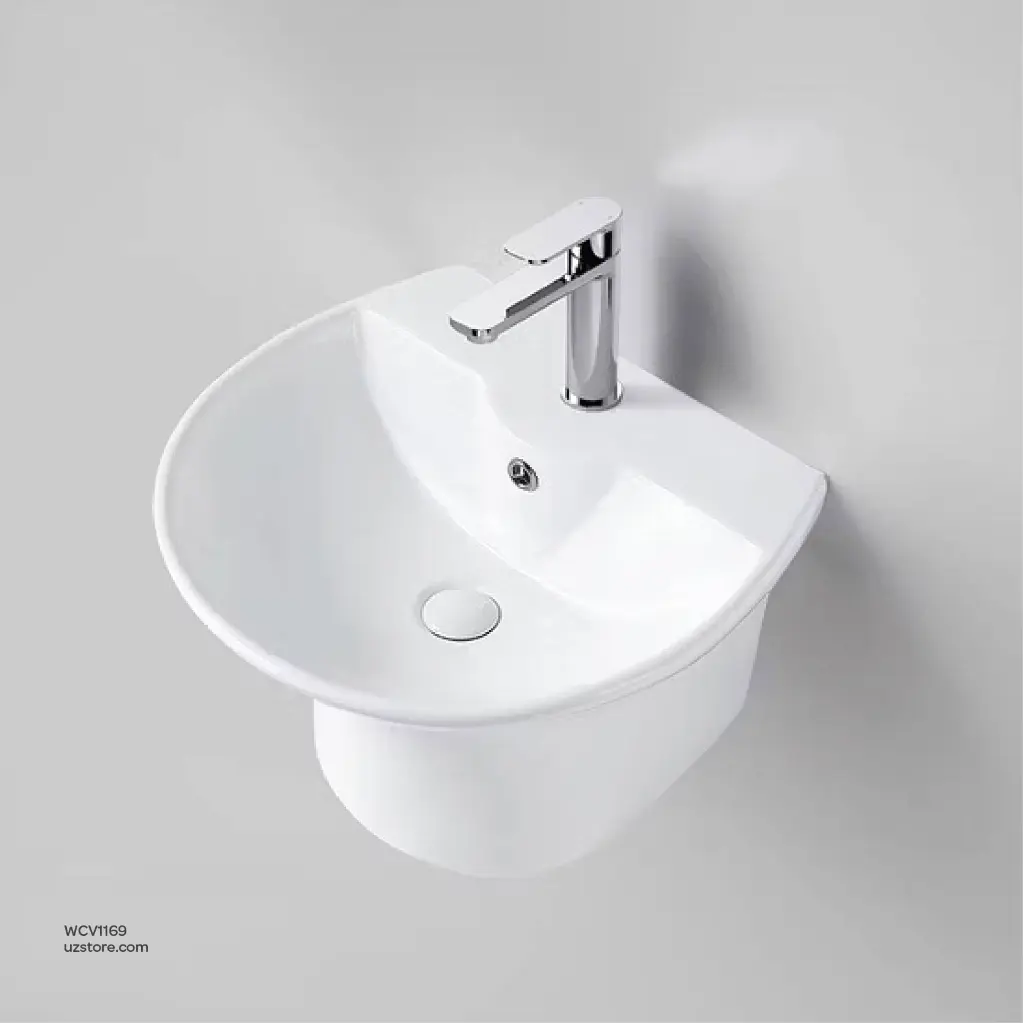 Uzstore Vlavu Wall-Hung One-Piece Basin – Fixing to Wall, 520×470×345mm, Glossy White – 202L  WCV1169-02.webp
