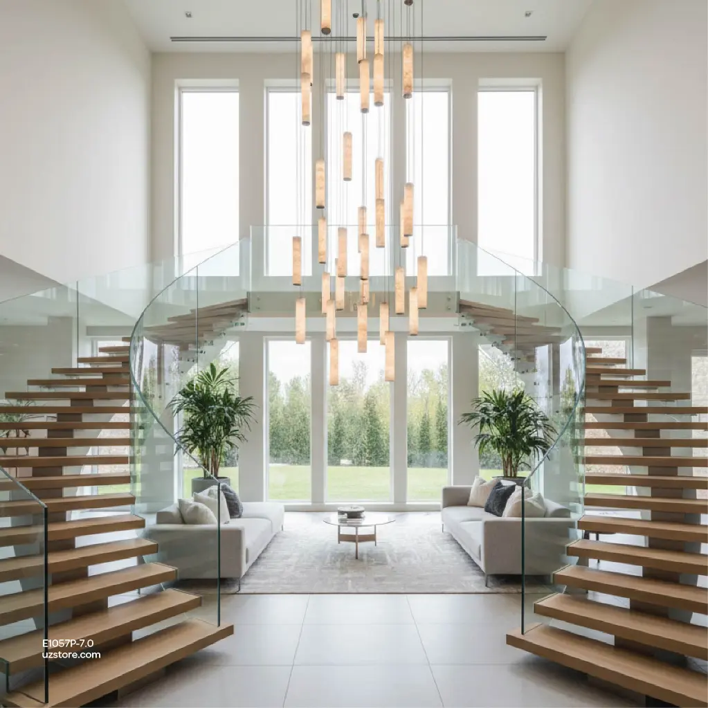 Uzstore OPTARA Pendant Light - Ø 800×H7000mm, 3000K, Stainless steel+Marble, Brushed black 5689-800-32 E1057SC-7.0-04.webp