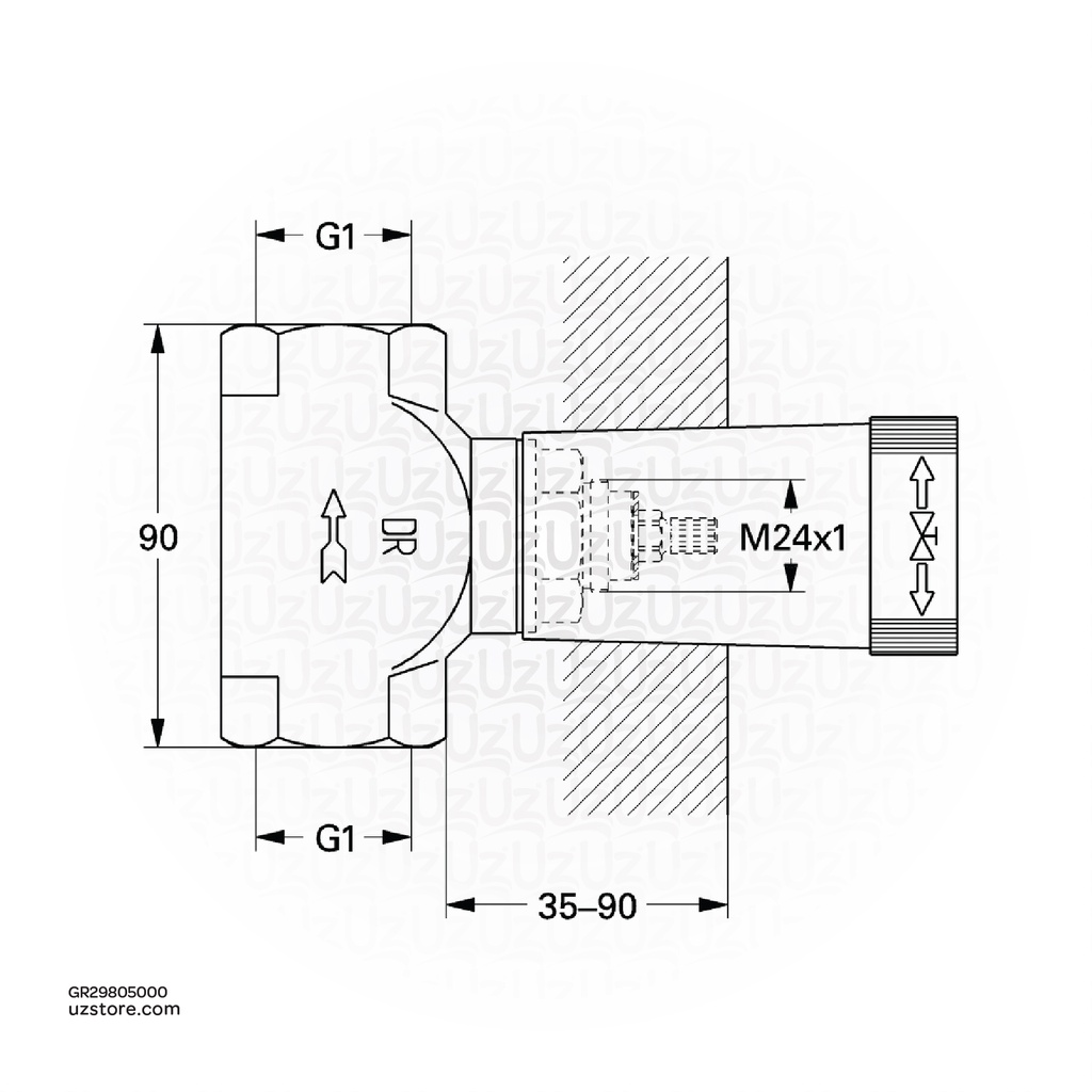GROHE Concealed valve 1" , 29805000 , chrome