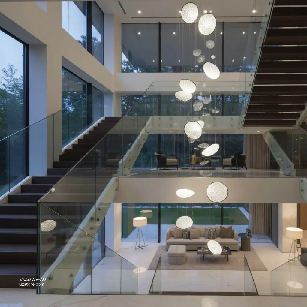 Uzstore OPTARA Pendant Light - Ø 1200×H7000mm, 3000K, Stainless steel+Acrylic, Chrome 77819-1200-11 E1057WP-7.0-02.webp