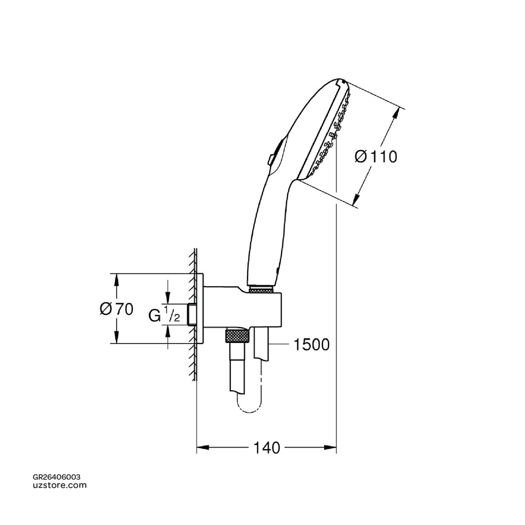 GROHE Tempesta 110 Wall holder set 2 sprays (Rain , Jet) , 26406003 , chrome