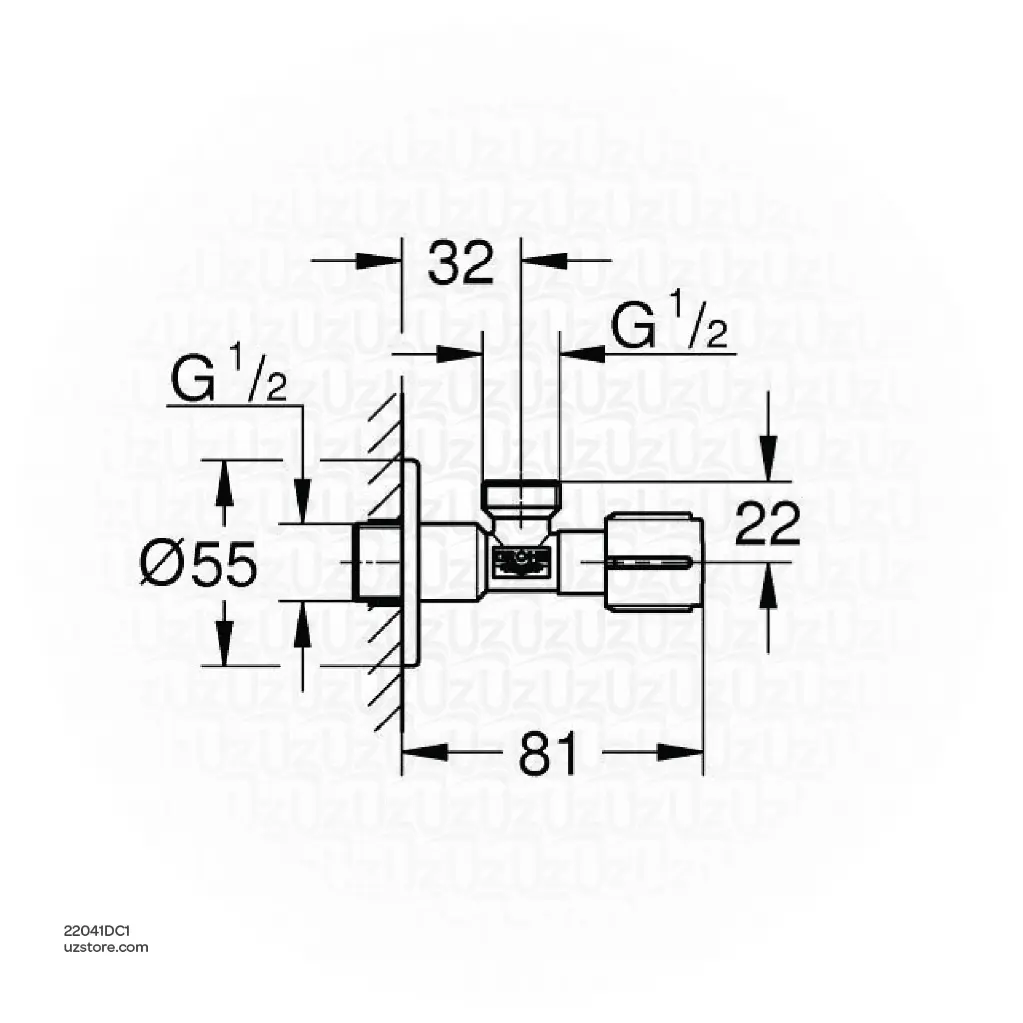 Uzstore  GROHE Angle valve half Inch , 22041DC1, supersteel 22041DC1-02.webp