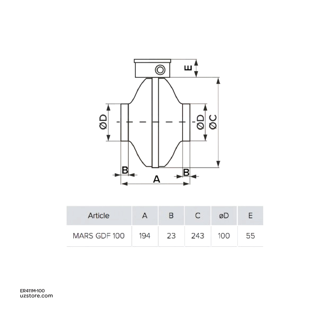 Centrifugal Inlet and Exhaust Axial duct fan galvanized Steel ERA MARS GDF 100 Made in Russia 