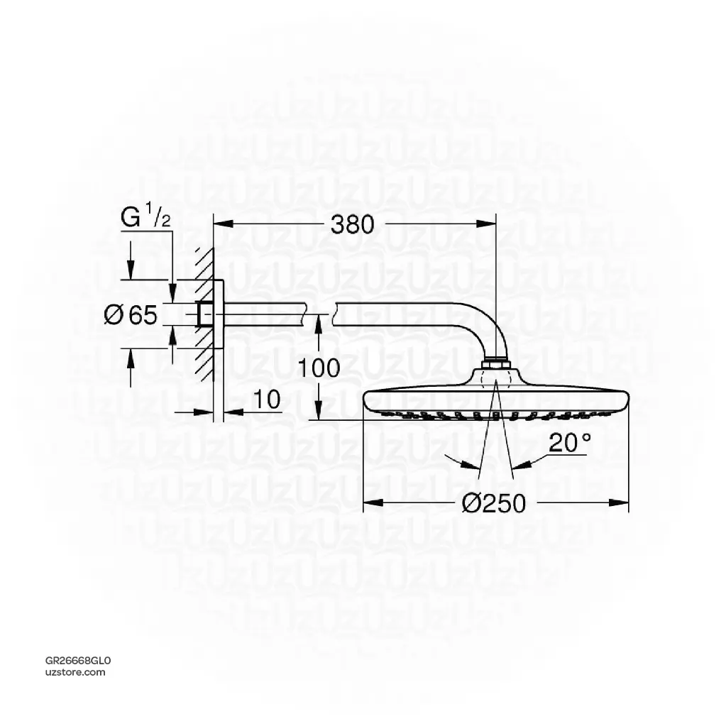 Uzstore GROHE  Tempesta 250 headshower set 9,5l 26668GL0 GR26668GL0-02.webp