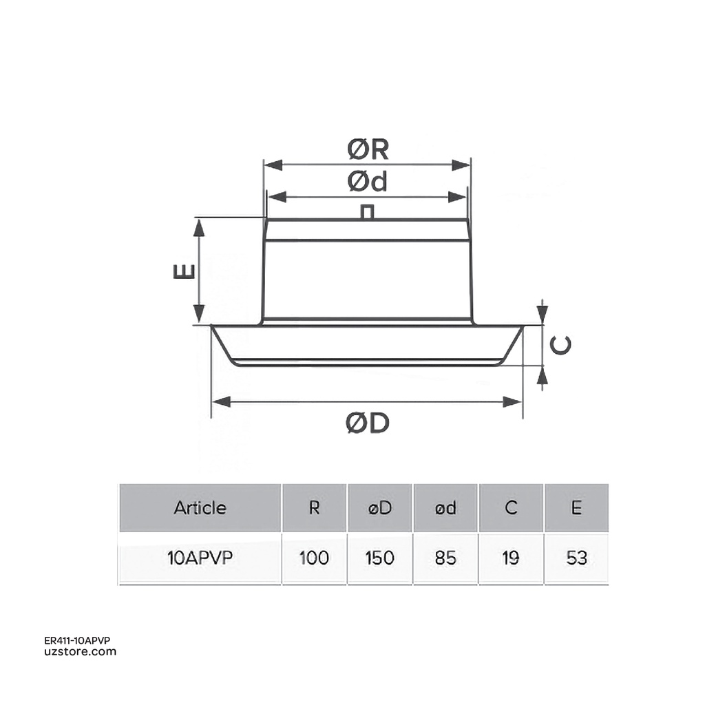 Adjestable Inlet and exhaust anemostal with flange ⌀100 ERA 10APVP Made in Russia