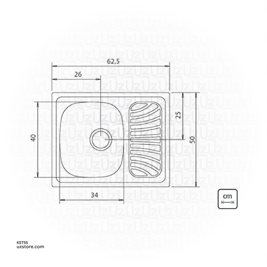 Tramontina Stainless Steel Sink 62x50 1VB No Hole Perf Alpha 34 R 93827/602
