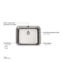 Tramontina Stainless Steel Sink Bowl 50x40x20 50BL R6 SA 94018/113