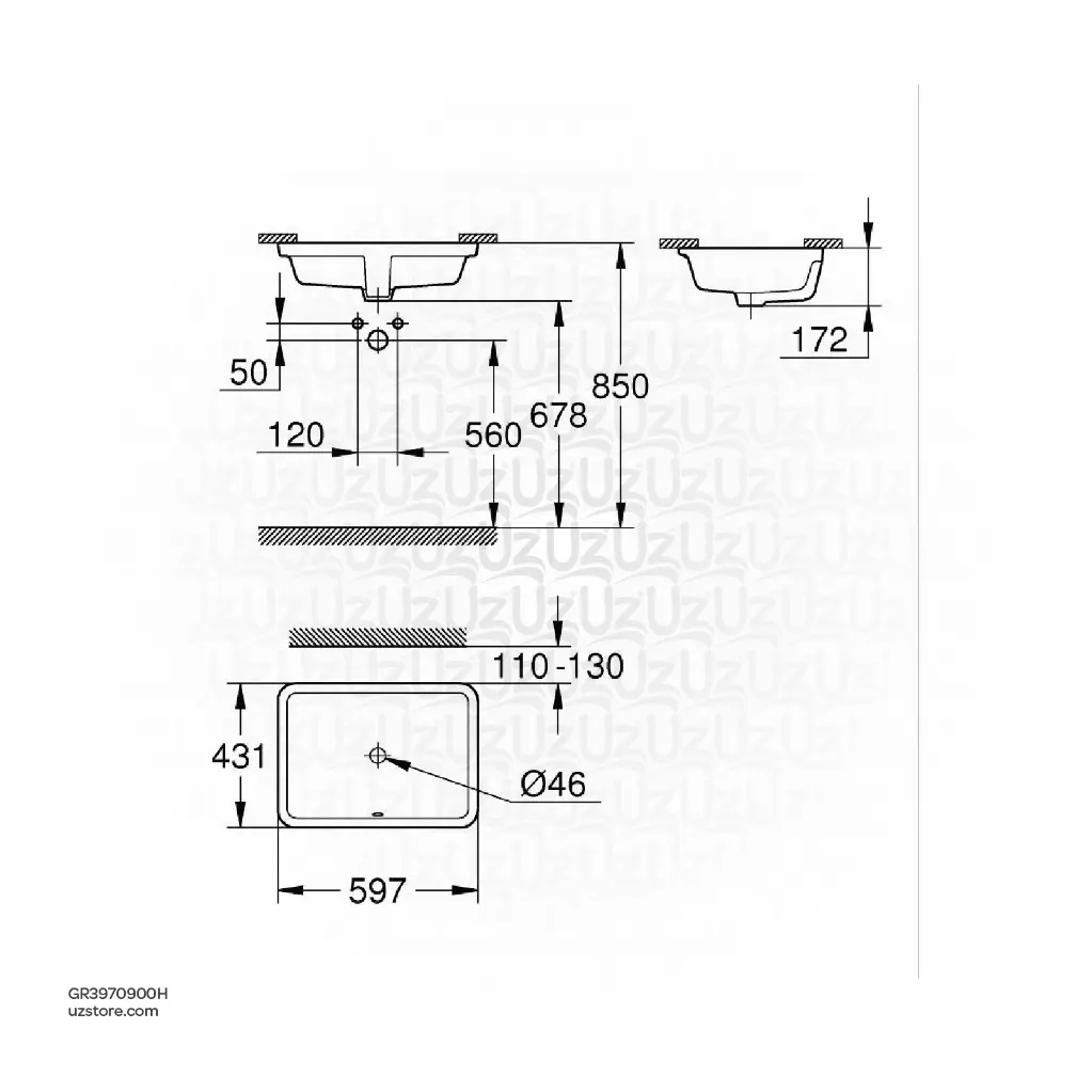 Uzstore GROHE Eurocube washbasin under-counter 60 3970900H GR3970900H-02.webp