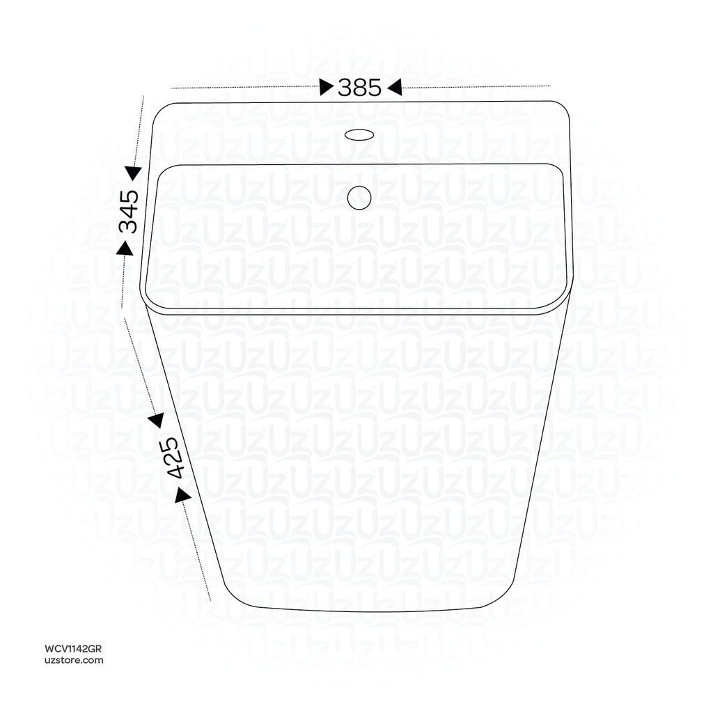 Vlavu Wall-hung basin
 Fixing to wall with back 385X345X425mm CB. 39.0033