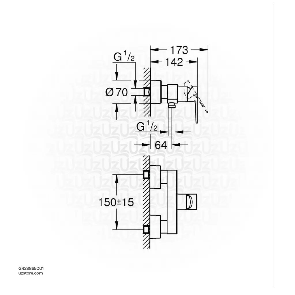 UzstoreGROHE Lineare Single-lever shower mixer Half Inch , 33865001 , chrome GR33865001-02.webp