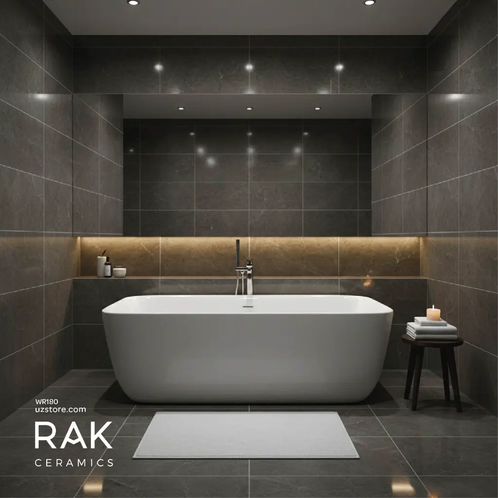 Uzstore RAK Ceramic CONTOUR ROUNDED RECTANGLE FREESTANDING Bathtub (Acrylic) 800x1800MM CONBT318080AWHA WR180-01-01.webp