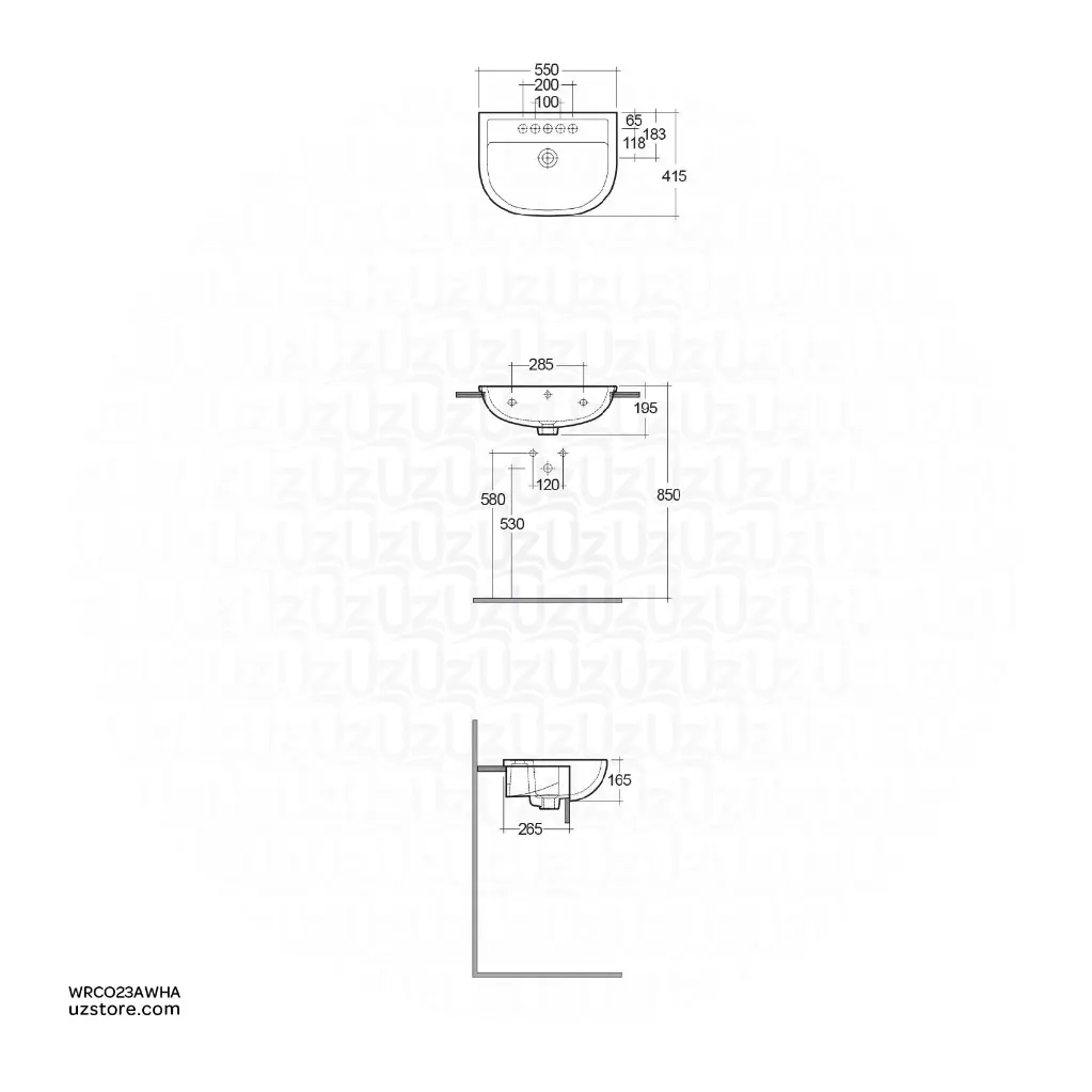 Uzstore RAK Ceramic Compact Semi Counter Wash Basin 55 CM CO0901AWHA WRCO0901AWHA-02.webp