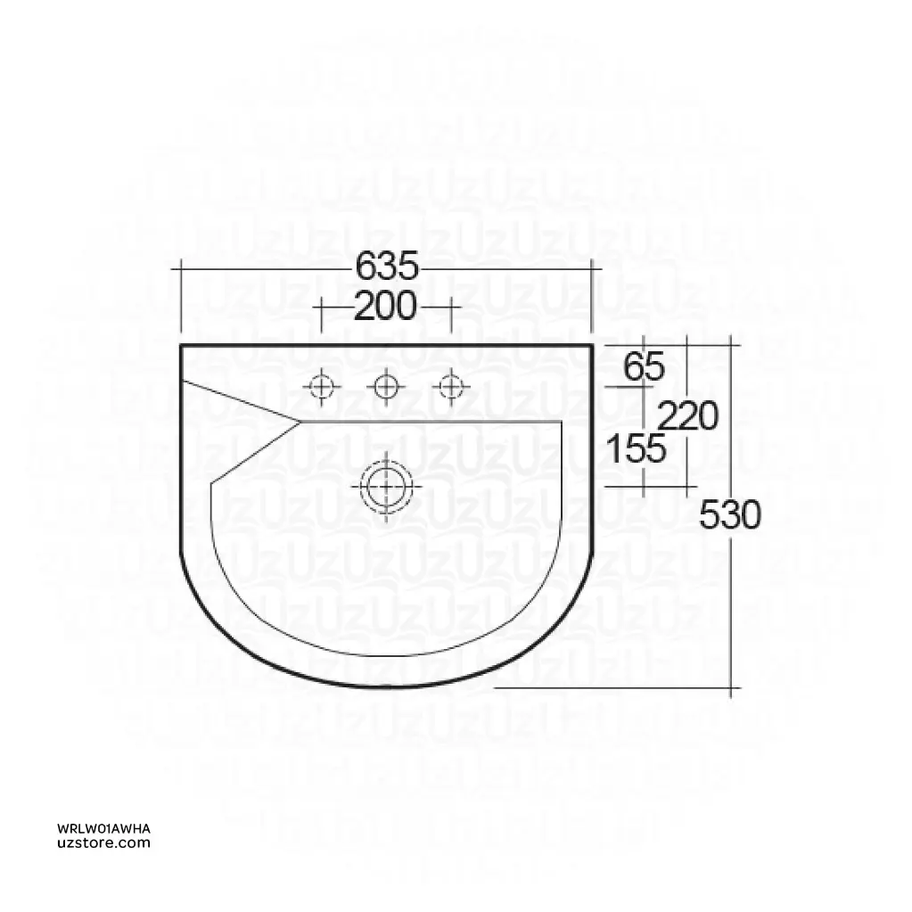 Uzsstore RAK LIWA WASH BASIN  ( 63CM ) LW01AWHA WRLW01AWHA-02.webp