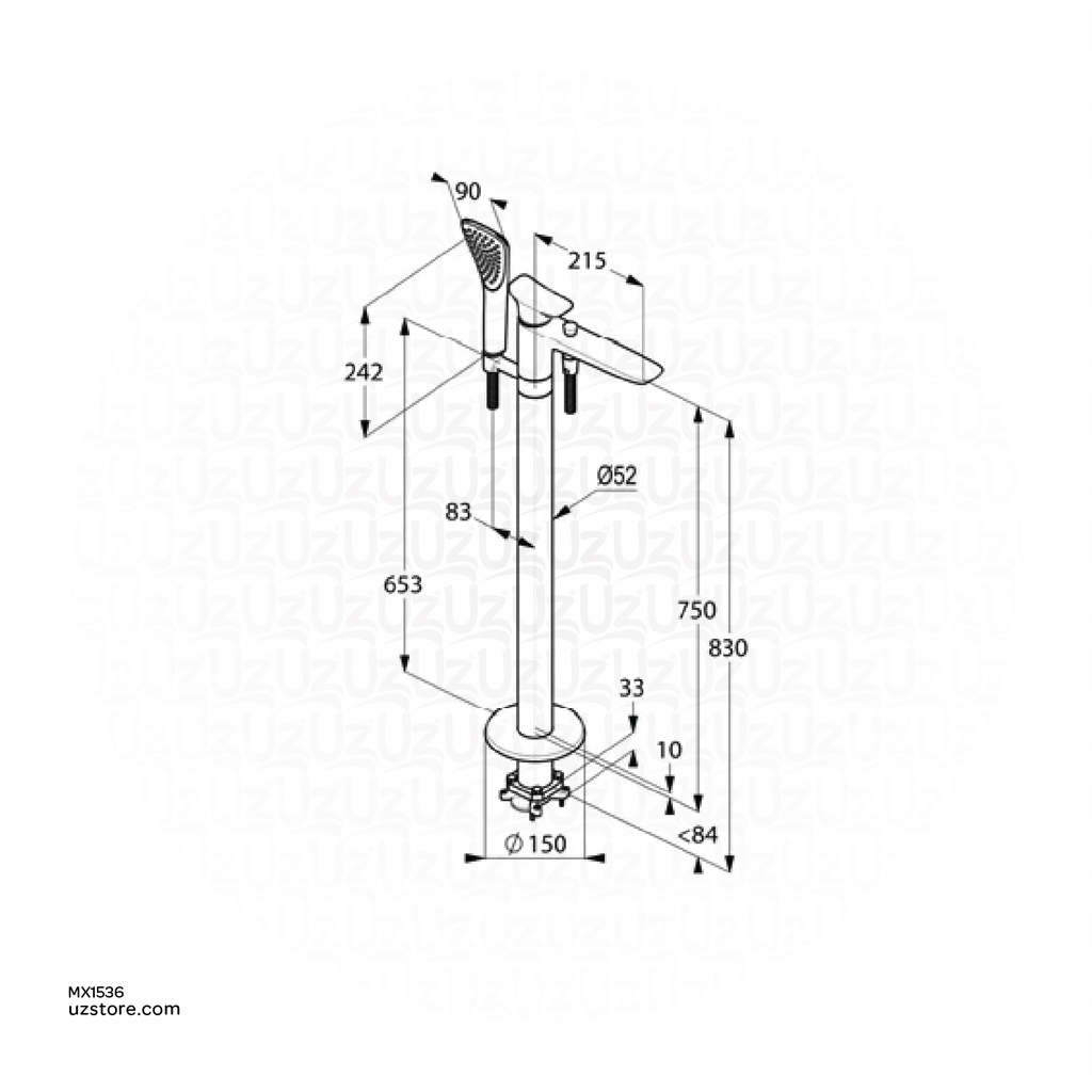 KLUDI RAK Amba Single Lever Bath and Shower Mixer DN 15, Floor Standing for
Free Standing Bath Tubs, RAK535900575