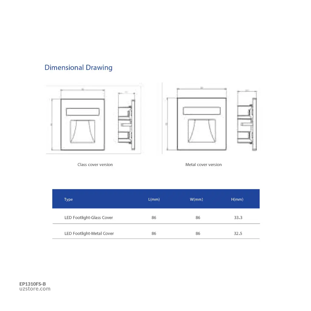 Uzstore  OPPLE Footlight-Cover-BK-Square - Black Model 541003487300 EP1310FS-B-02.webp