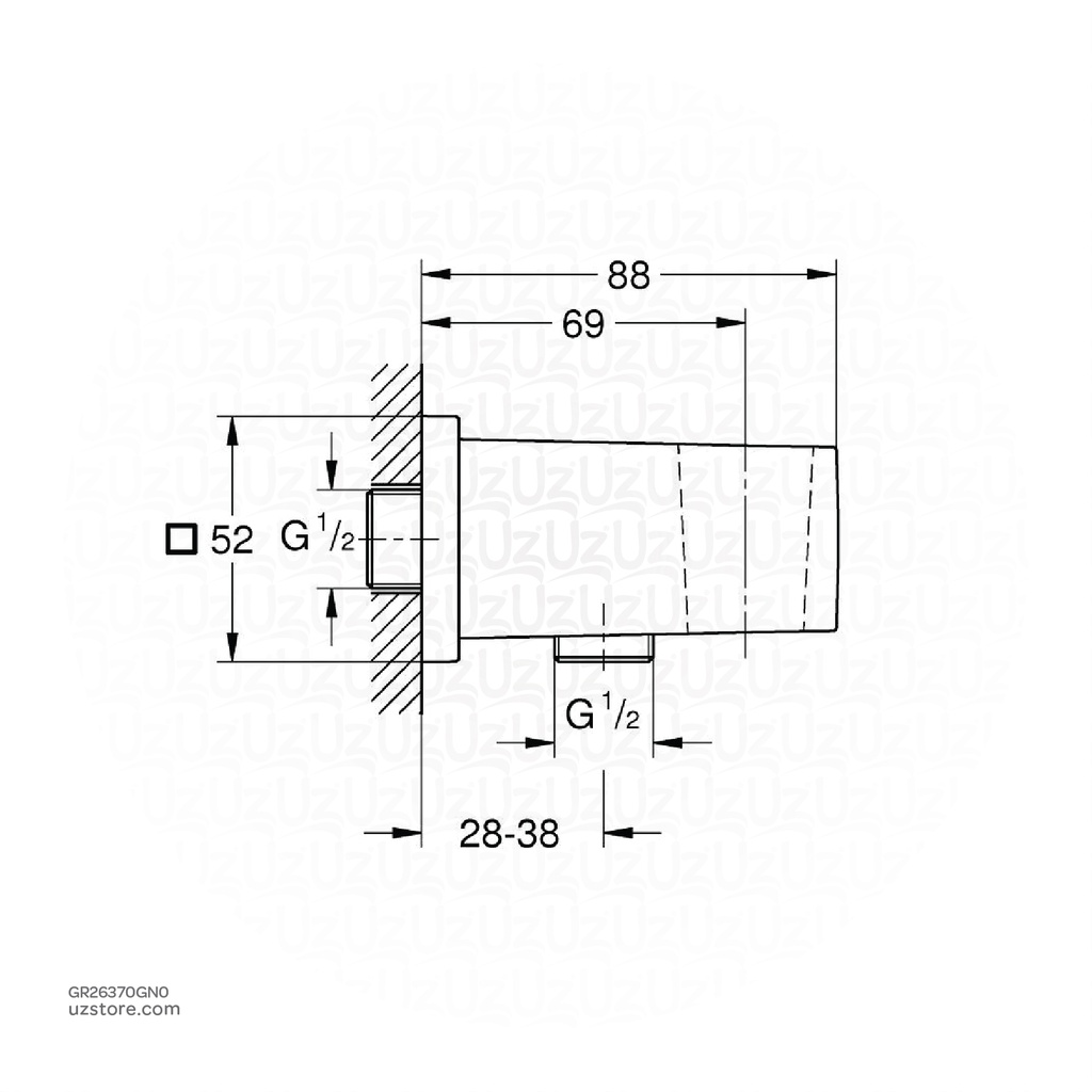 GROHE Euphoria Cube Shower outlet elbow 1/2" , 26370GN0 , brushed cool sunrise