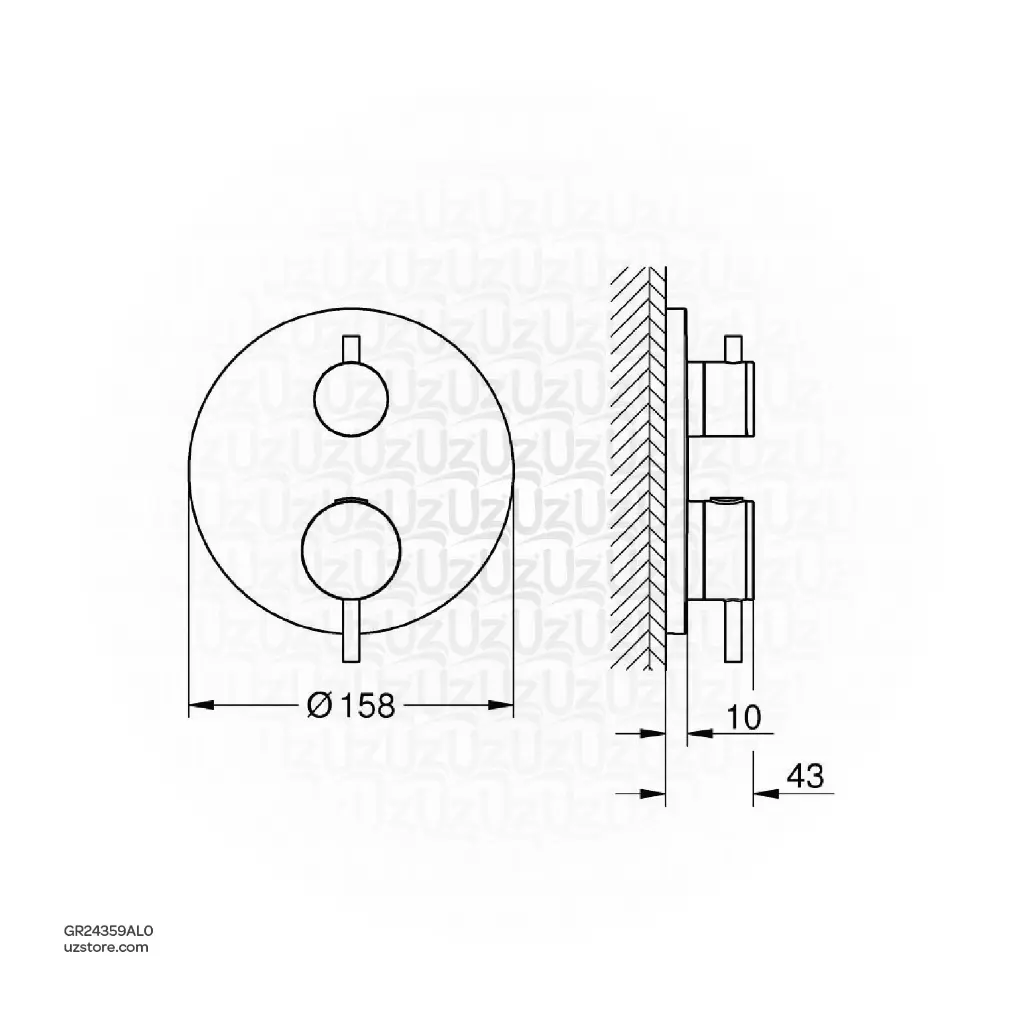 Uzstore GROHE Atrio Safety bath tub mixer for 2 outlets with integrated shut off diverter valve , 24359AL0 , brushed hard graphite GR24359AL0-02.webp