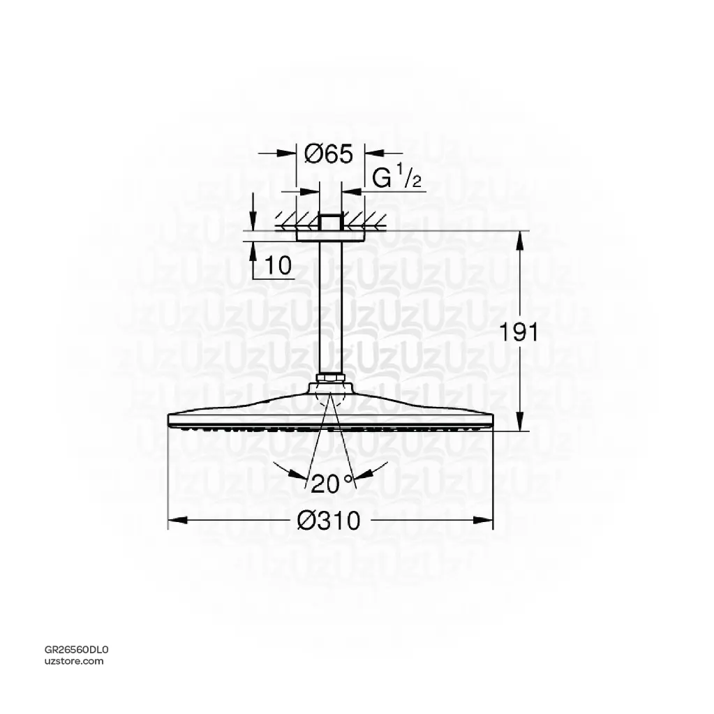 Uzstore GROHE Rainshower 310 Head shower set ceiling 142 mm , 1 spray , 26560DL0 , brushed warm sunset  GR26560DL0-02.webp