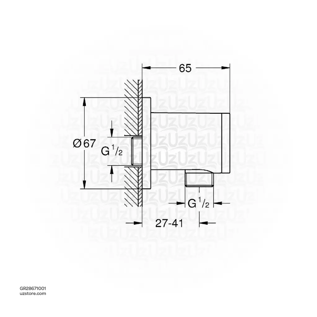 Uzstore GROHE Tempesta Wall union , 28671001 , chrome GR28671001-02.webp