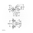 GROHE BauCurve Single-lever bath mixer 1/2" , 23599000 , chrome