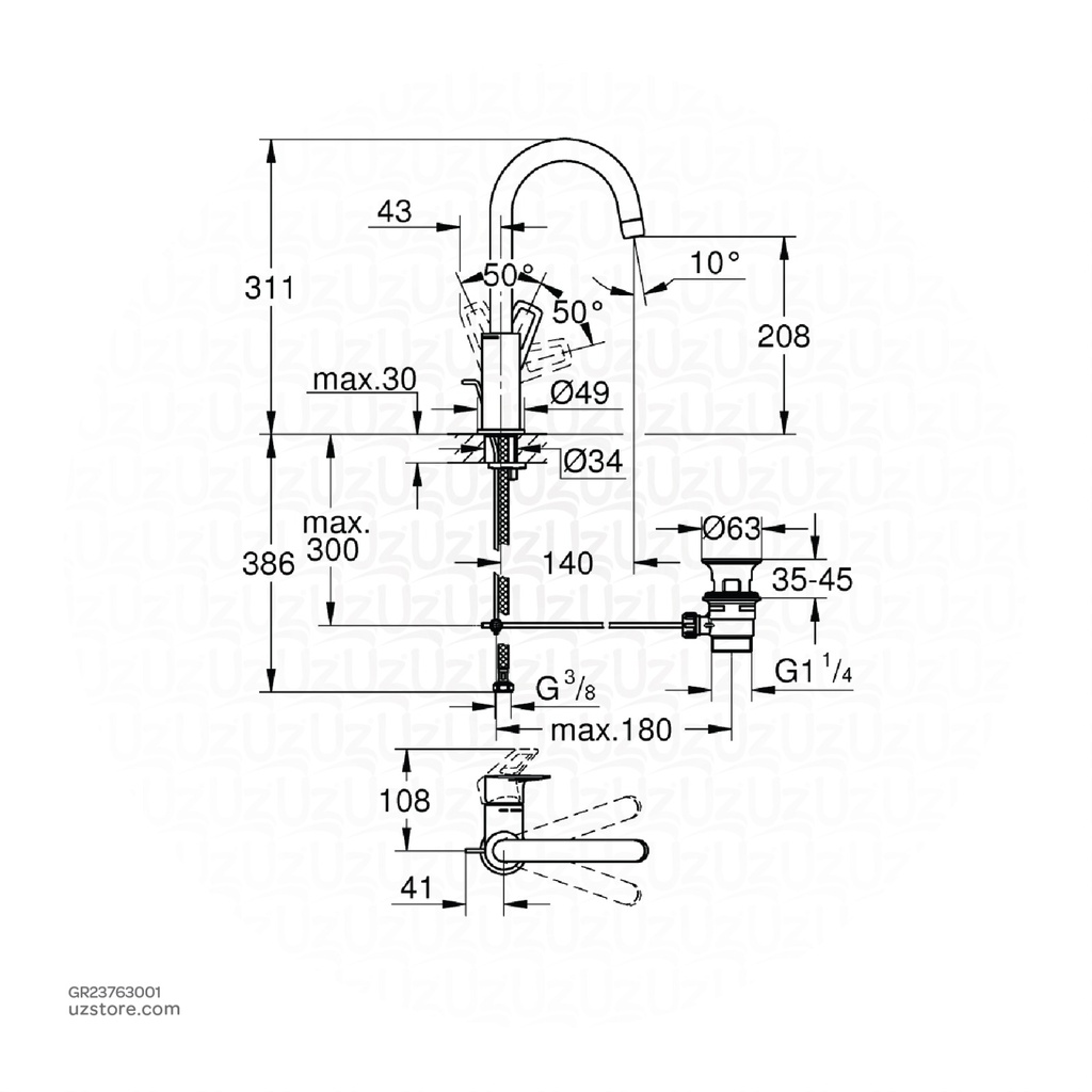 GROHE BauLoop Single-lever basin mixer 1/2" 
L-Size , 23763001 , chrome