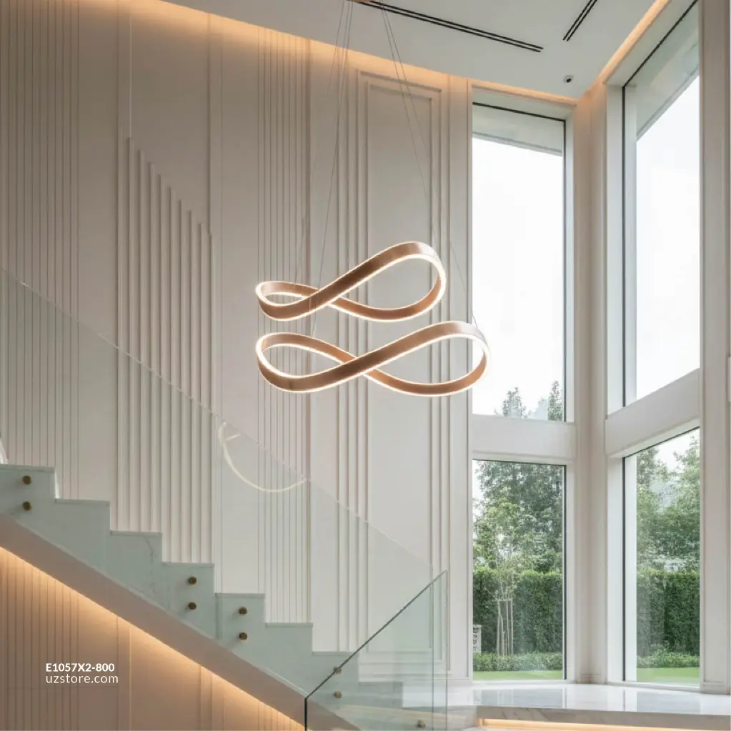 Uzstore OPTARA Pendant Light -  800×1,  600×1H 2500mm, 3000K, Stainless steel  Brushed rose gold 22518-6+8  E1057X2 800-05.webp