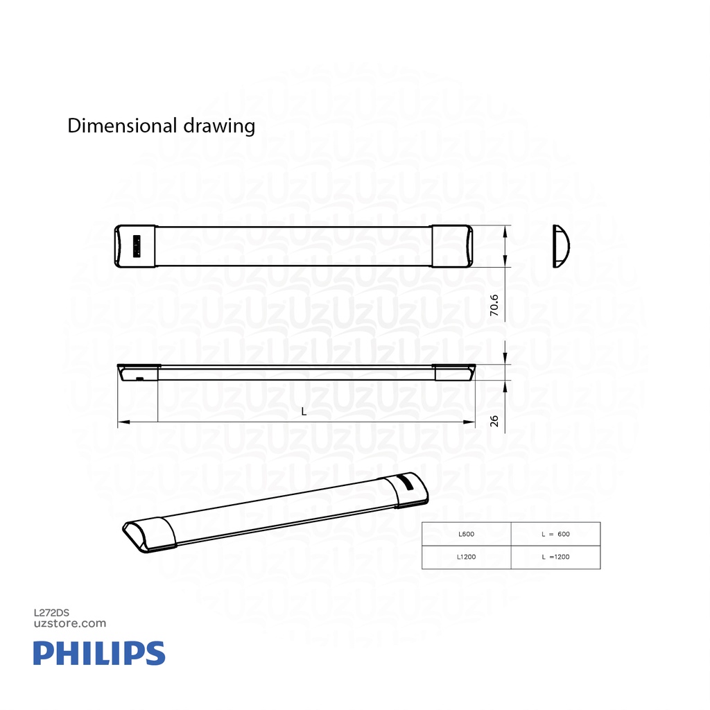 PHILIPS Essential LED Smart Bright Wide 2 Feet Batten BN005C LED15/CW L600 PSU GM  6500K Cool DayLight 
