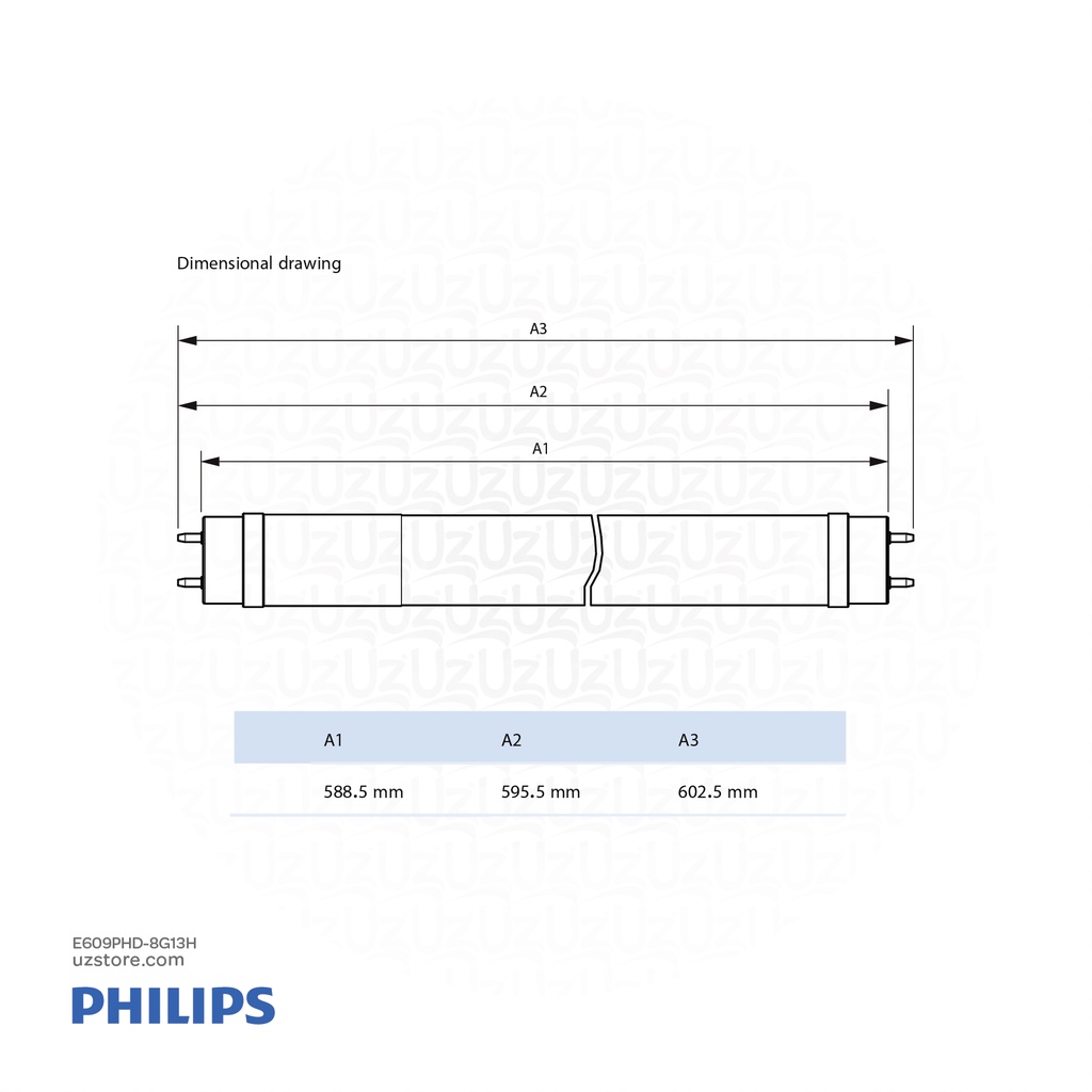 Philips 2ft LED Tube Rod T8 8W Half white 4000K  600mm E DE 600mm 8W 740 T8 929003088108