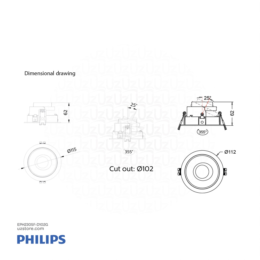 PHILIPS LED Downlight Frame 4" RS378Z M55 D102 R-R AJ D 911401721752