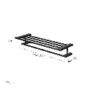 Uzstore  Black Double towel rack 66x21x11.5 cm Brass & stainless steel A4-21B-02.webp