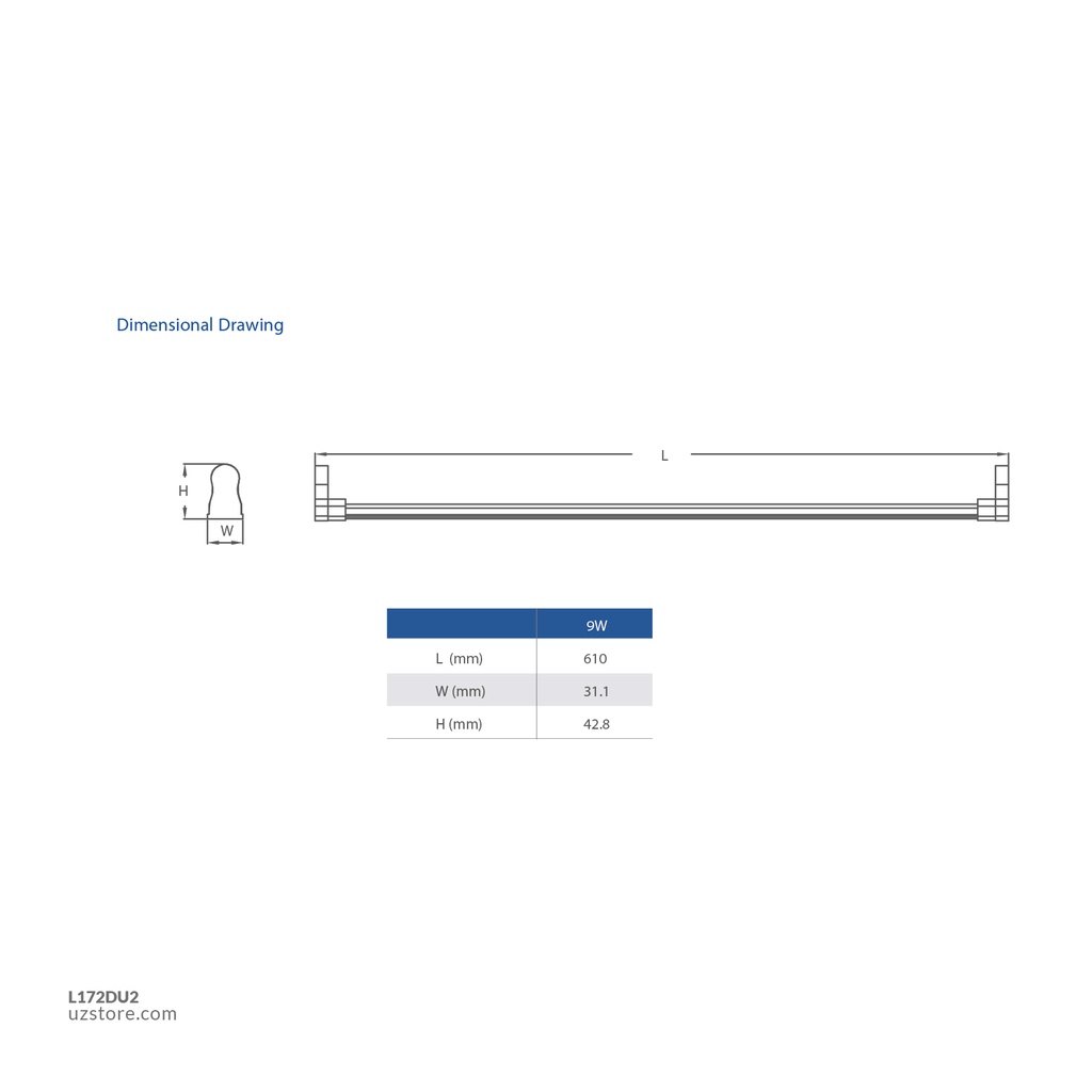 OPPLE LED Utility T8 Full set 950lm LED-U2-T8 Set-600mm-9W-6500K-dbl-III Daylight 802003004910
