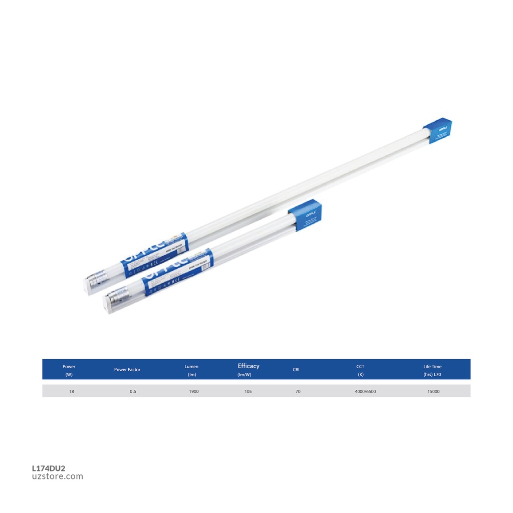 OPPLE LED Utility T8 Full set LED-U2-T8 Set-1200mm-18W-6500K-dbl-III Daylight 802003006610