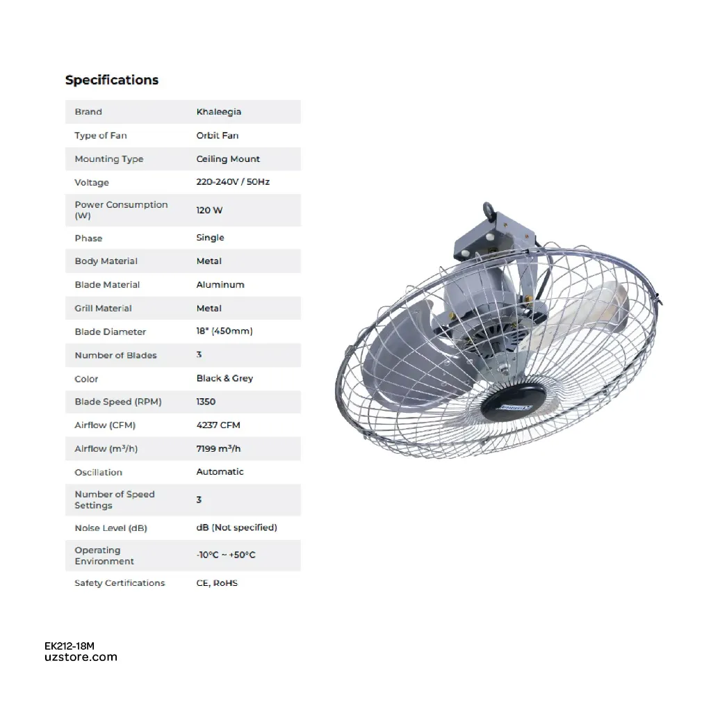 Uzstore 18 Inch  Metal body Orbit fan Khaleegia  KMC450 EK212-18M-01-02.webp