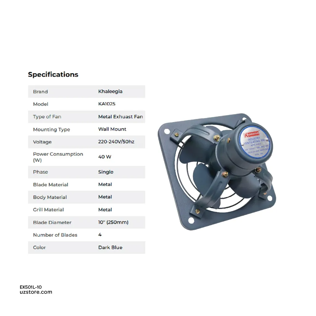 Uzstore 10 Inch EXHAUST FAN METAL BODY W NET KHALEEGIA KA1025 EK501L-10-02.webp