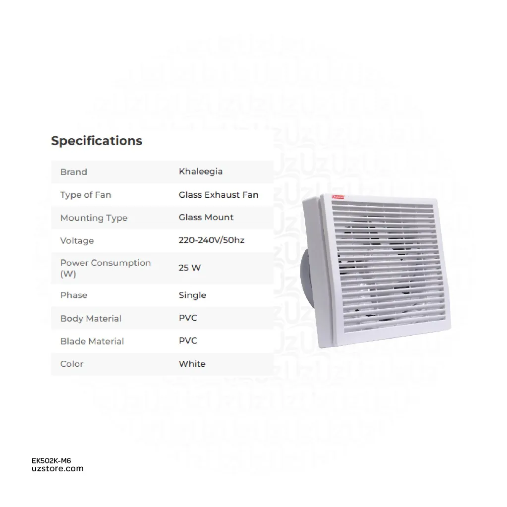 Uzstore KHALEEGIA EXST FAN 6Inch  SQ DOUBLE SHUTTER GLASS K-M6  EK502K-M6-02.webp