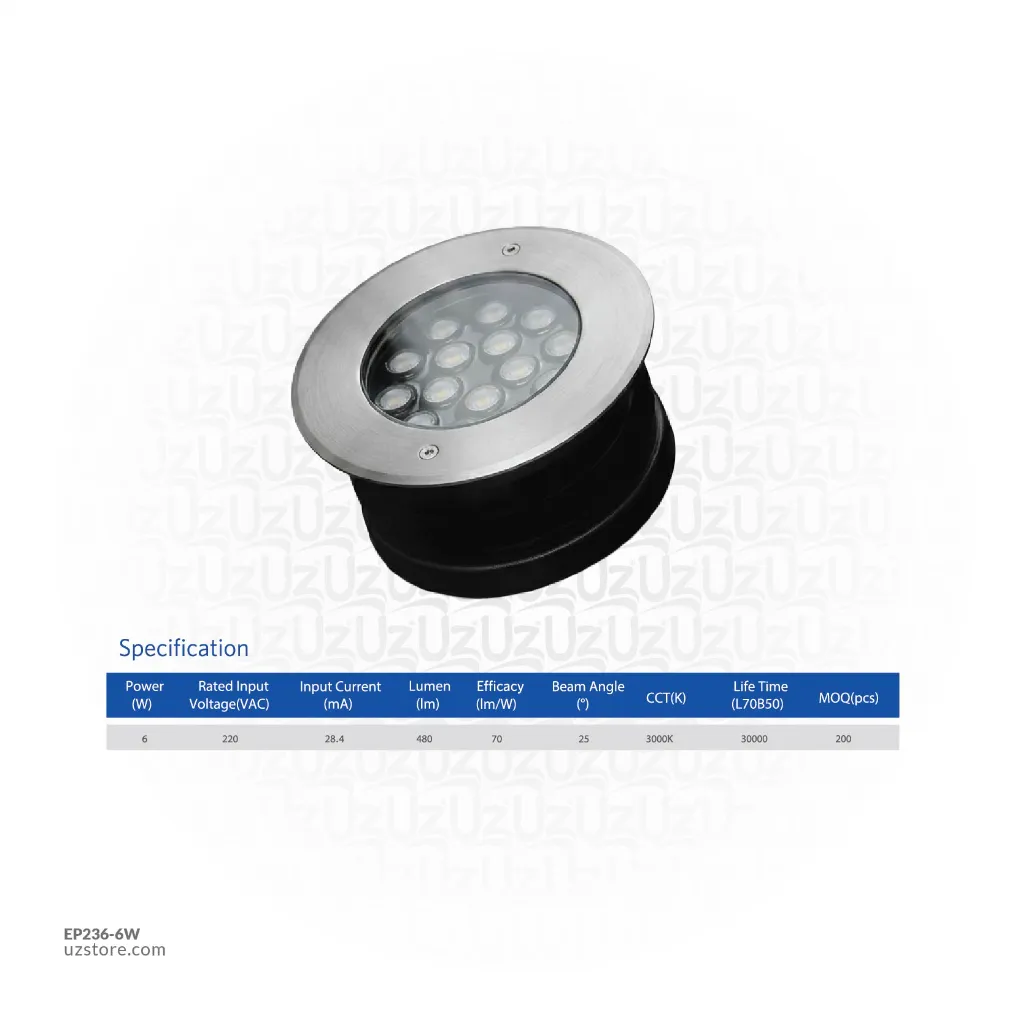 Uzstore OPPLE LED Inground Light E II 6W-3000K-25D-HV-GP , Warm White 704000011210  EP236-6W-02.webp