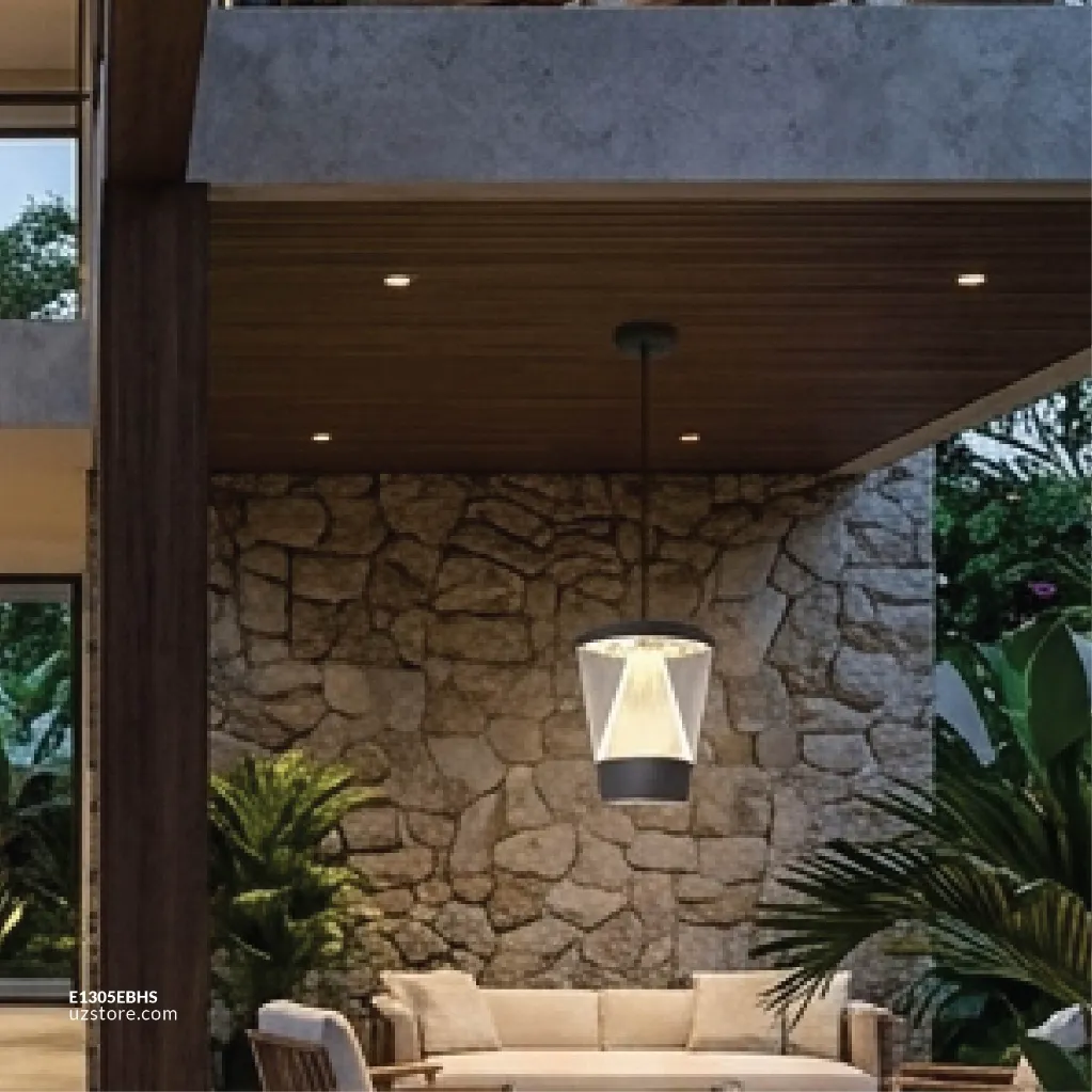 Uzstore OPTARA Outdoor Hanging Pendant Light - 16WW, 3000-3500K, Aluminum+PC, Matt Black SH-DD202237S  E1305EBHS-04.webp